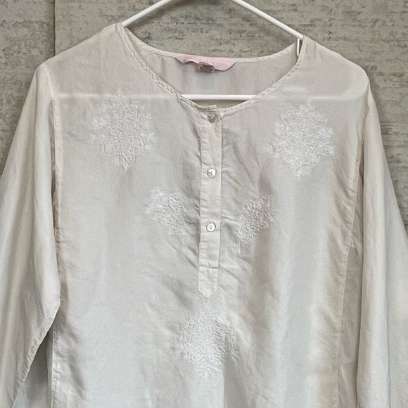 Vintage Victoria's Secret 100% Silk Ivory Embroidered Sz L Top Boho Romantic - Picture 2 of 16